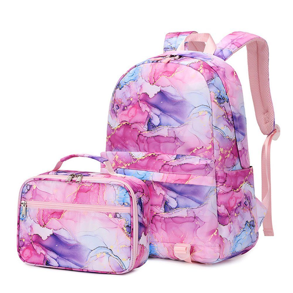 autolock Schulrucksack Casual School Backpack mit Lunch Bag Teen Girls rot
