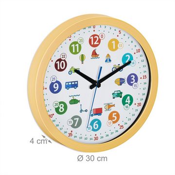 relaxdays Wanduhr Wanduhr für Kinder Fahrzeuge