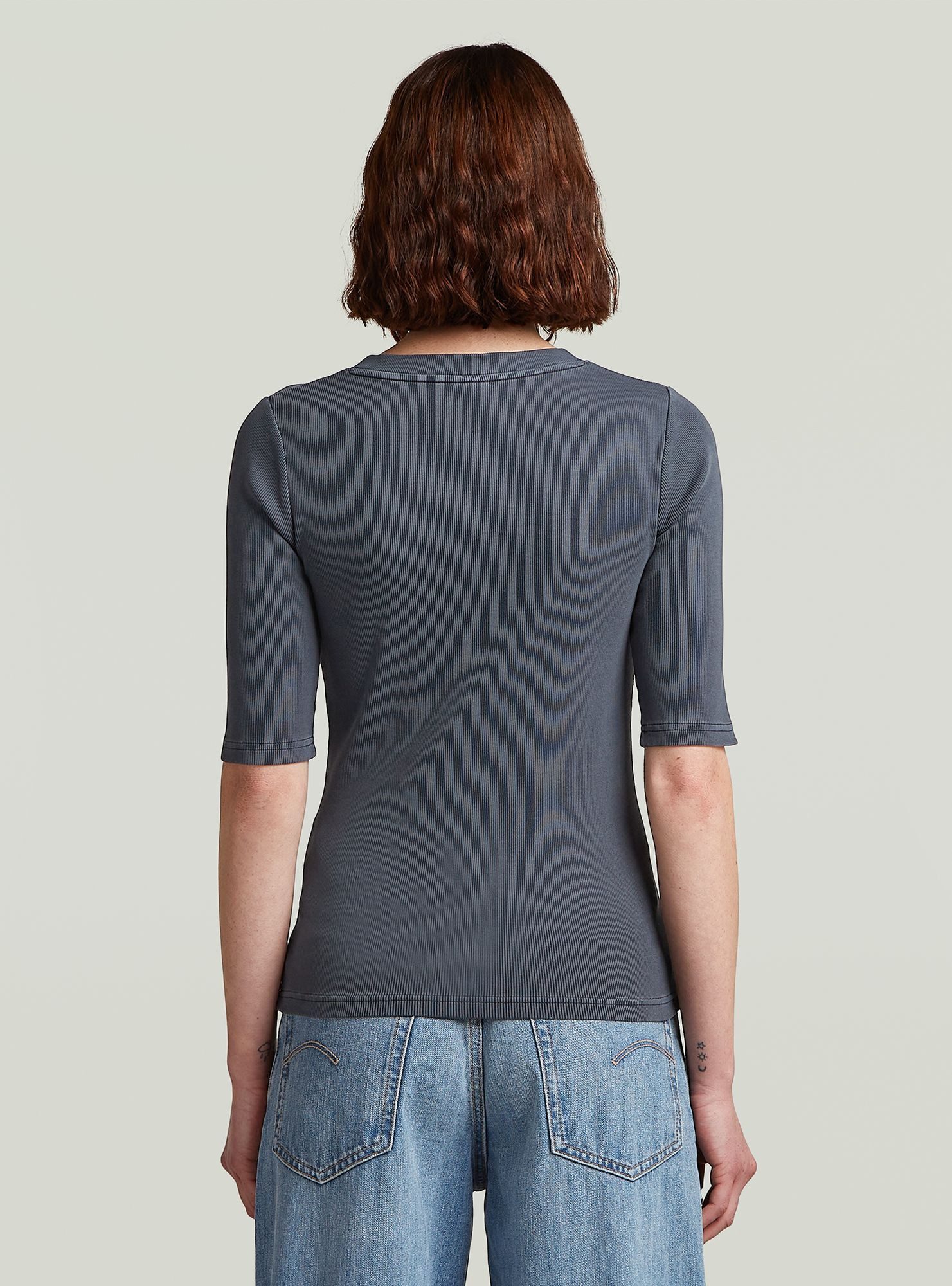 G-STAR T-Shirt Washed A-Line Slim Rib T-Shirt