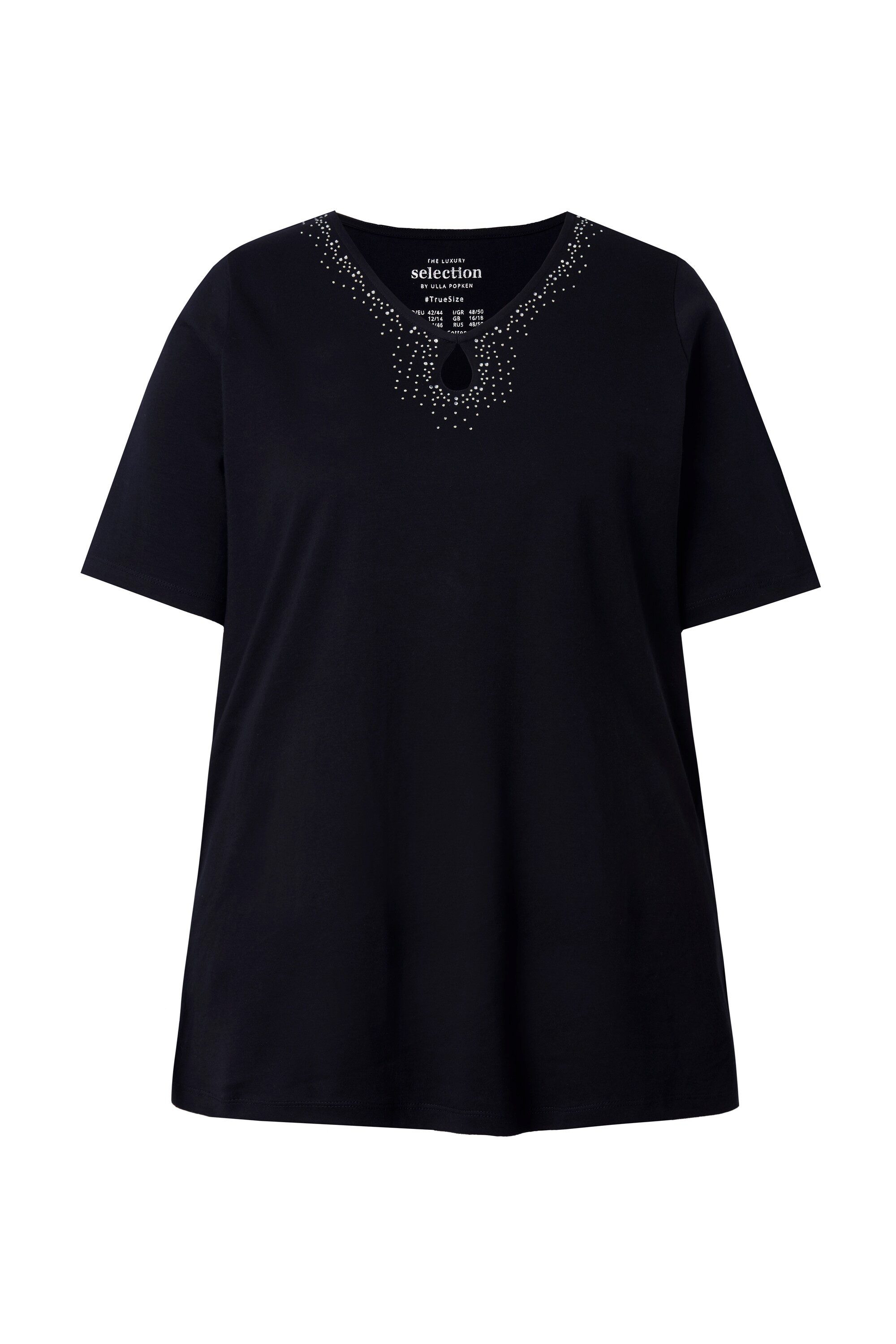 T-Shirt T-Shirt Ziersteine V-Ausschnitt Halbarm