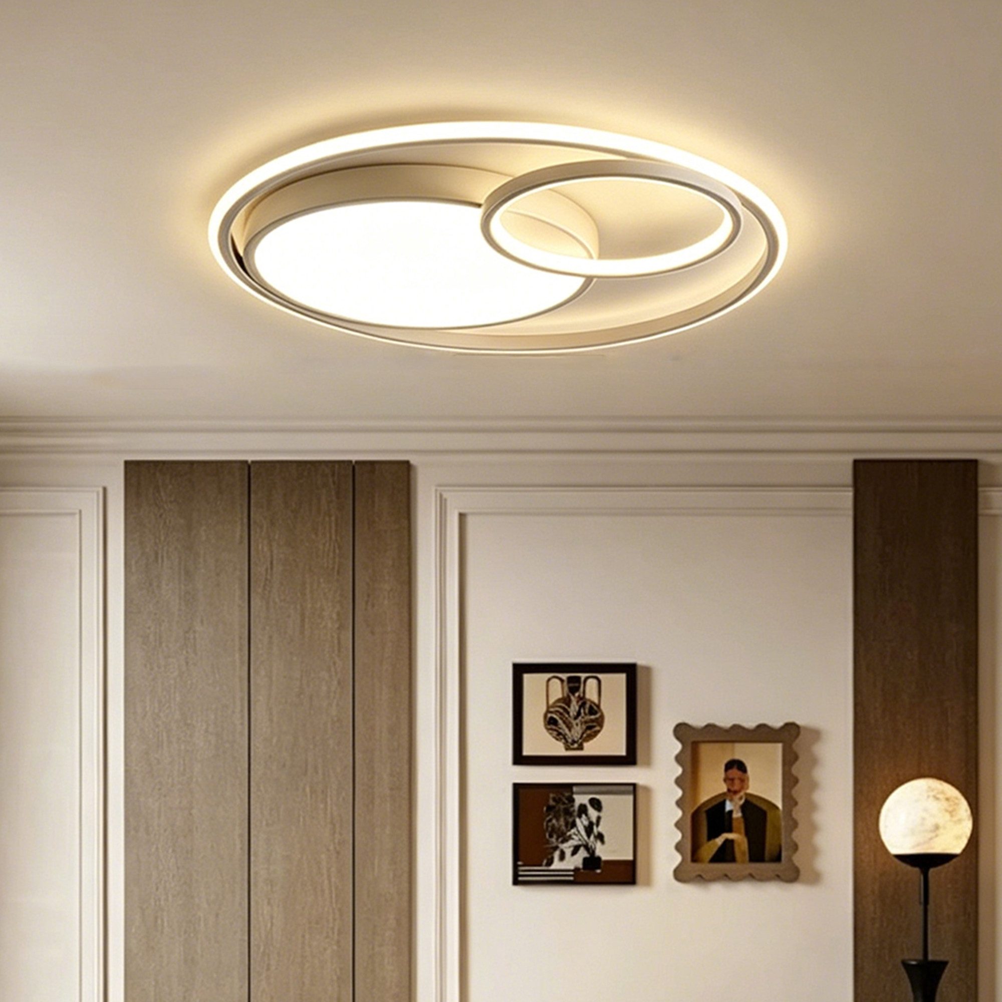 Fyrove Deckenleuchten Deckenlampe Wohnzimmer 40cm mit stufenlos dimmbarer Farbtemperatur, LED fest integriert, 48W 3000-6500k, Modern Runde Wohnzimmer Schlafzimmer Arbeitszimmer Esszimmer Dekoration Lampen, Mit Speicherfunktion.Lichtfarbe- und Helligkeit einstellbar