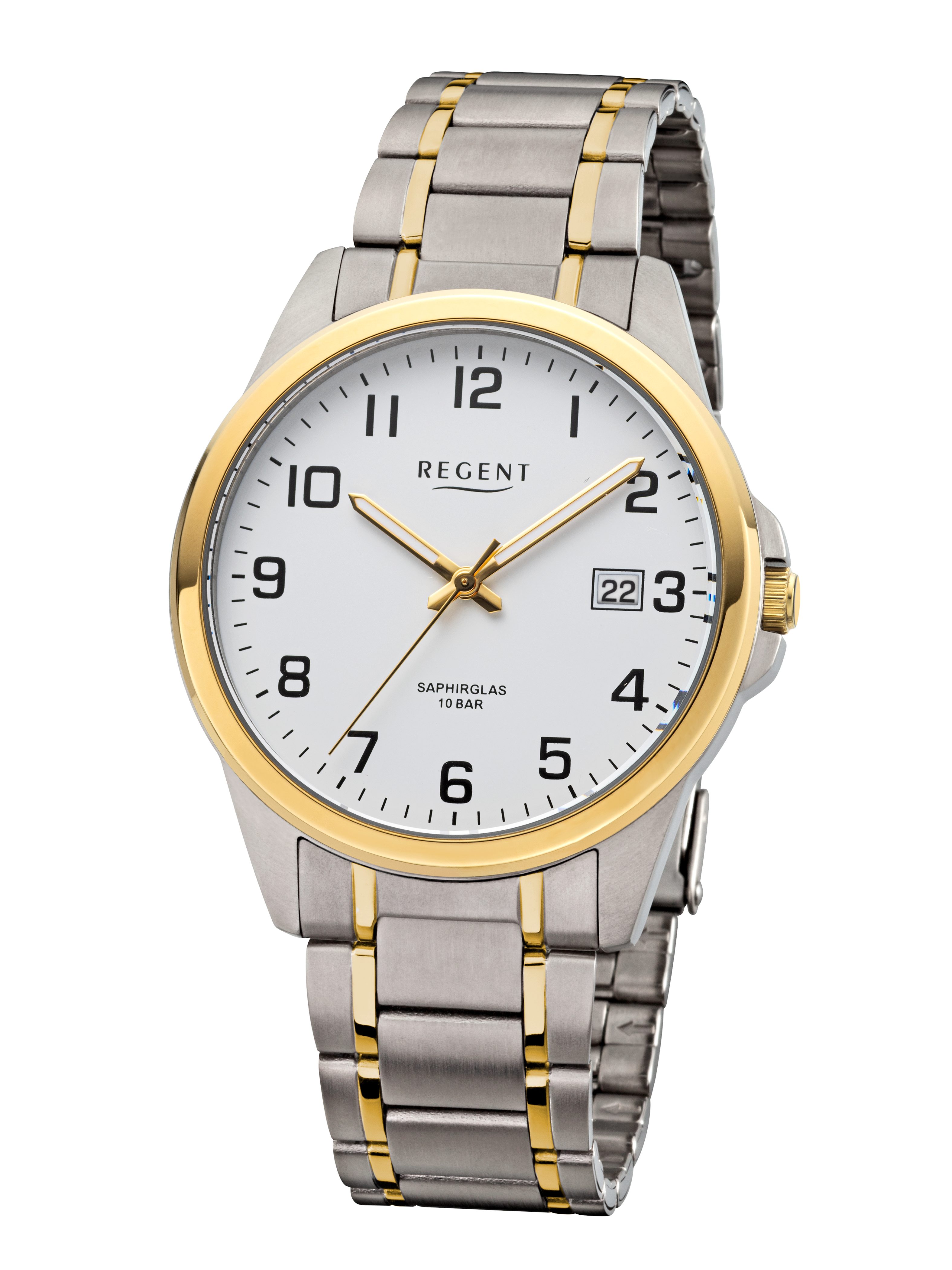 Regent Titanuhr F1676, Quarzuhr, Armbanduhr, Herrenuhr, analog, Tag