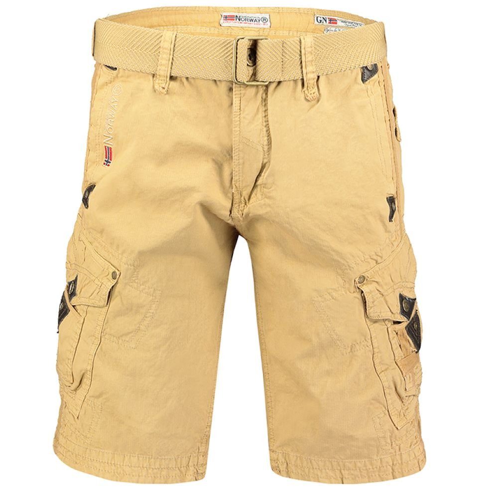 Cargoshorts BEIGE kurze BRPEANUT Basic Herren Norway mit (1-tlg) Gürtel Hose Geographical