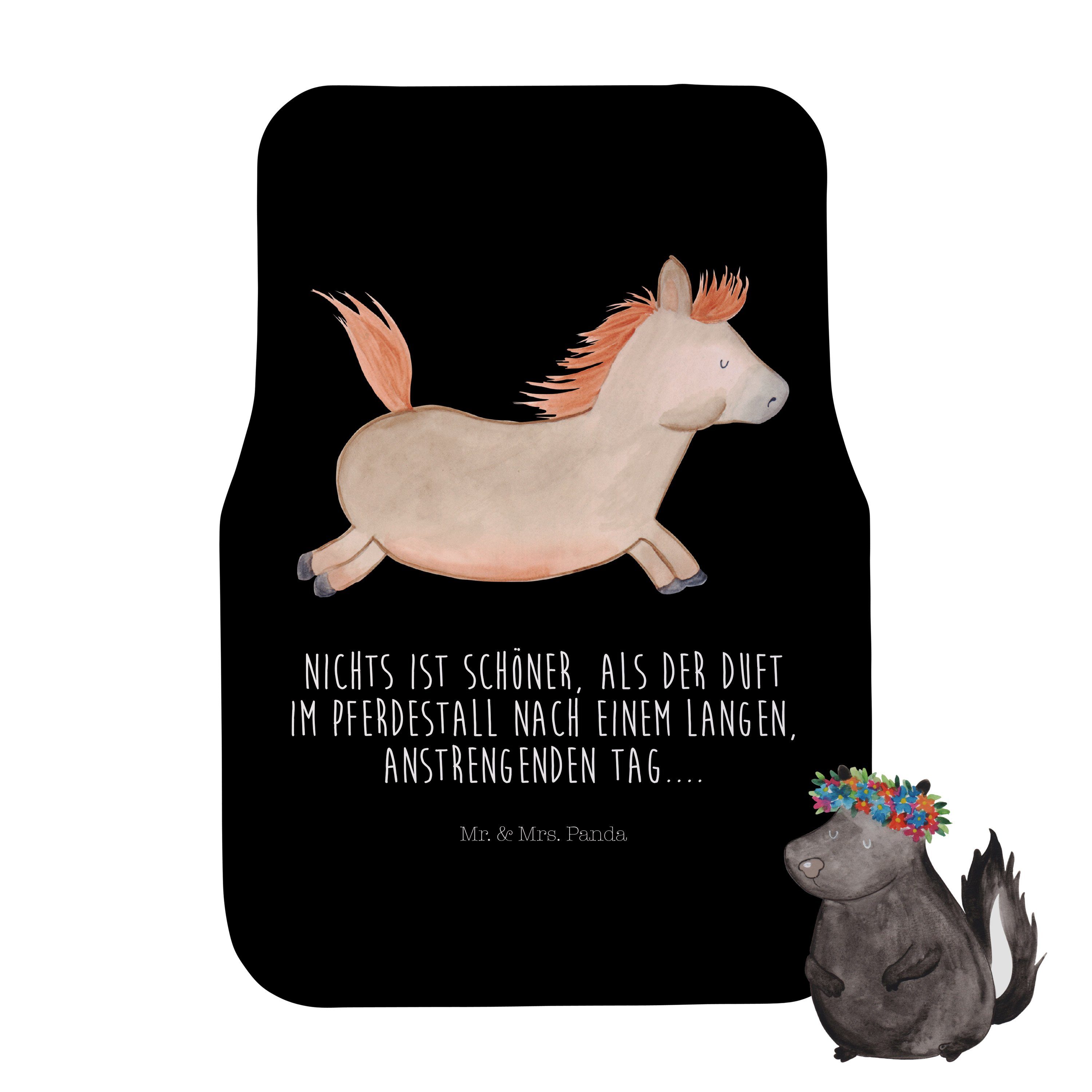 Mr. & Mrs. Panda Fußmatte Pferd Springen, Automatte, Schwarz, Auto Fußmatte, Automatte, Bauernh, rechteckig, Höhe: 63 mm, Pferdebesitzer Fußmatte Fahrerseite Bauernhof