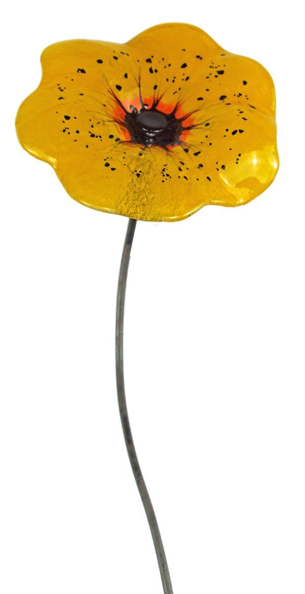 Gartenursel Gartenstecker Gartenstecker Glasblume handgefertigt gelb | Dekostecker