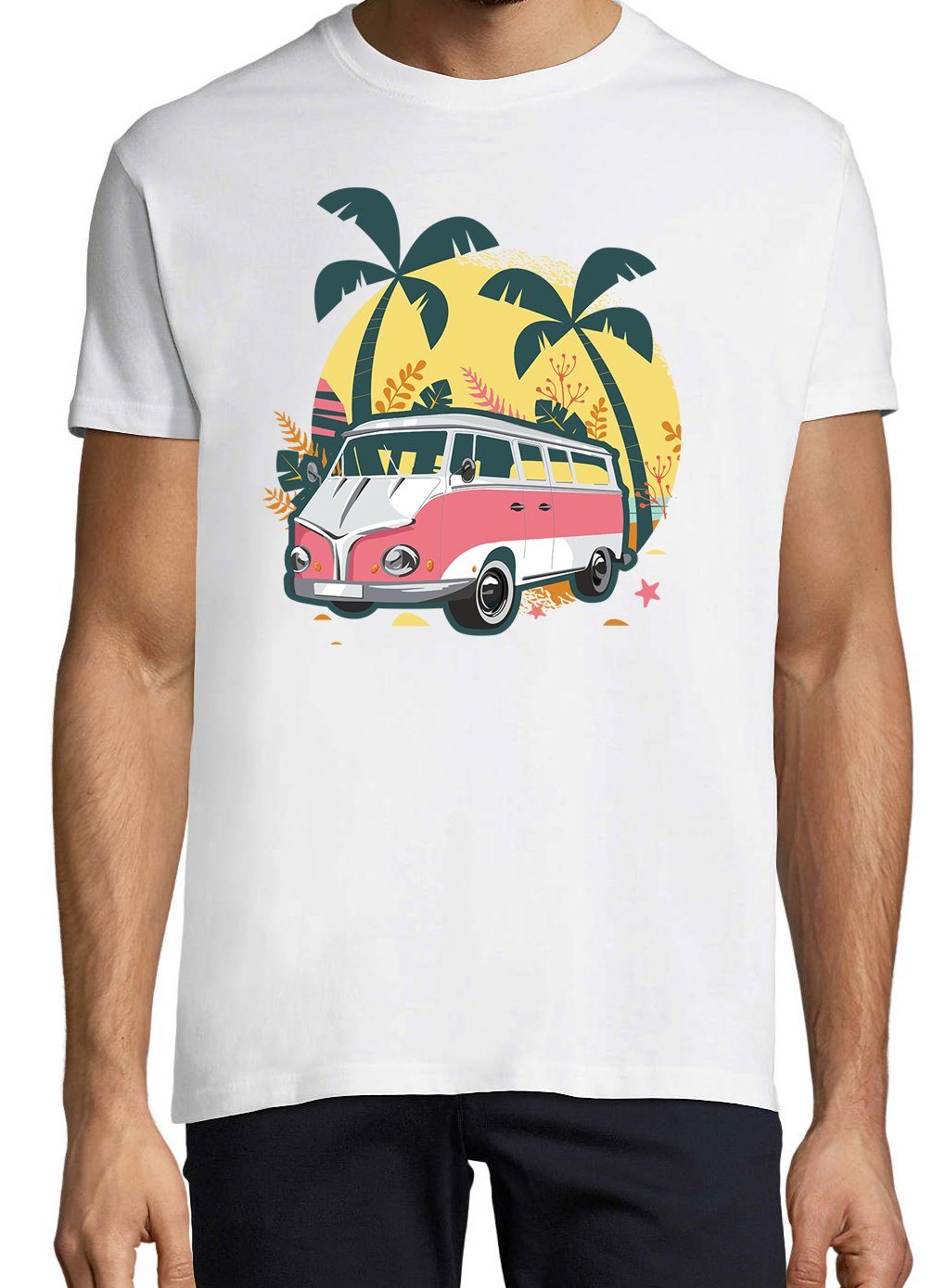 Camping Shirt T-Shirt mit Urlaub Designz Frontprint Herren Youth Van Weiß modischem