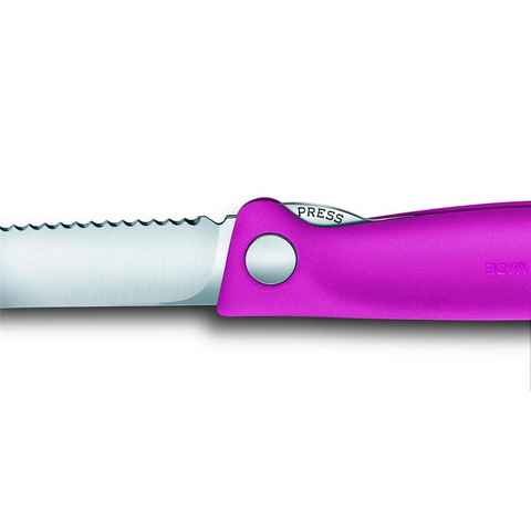 Victorinox Taschenmesser Swiss Classic Faltbares Gemüsemesser, Wellenschl., pink, Blister