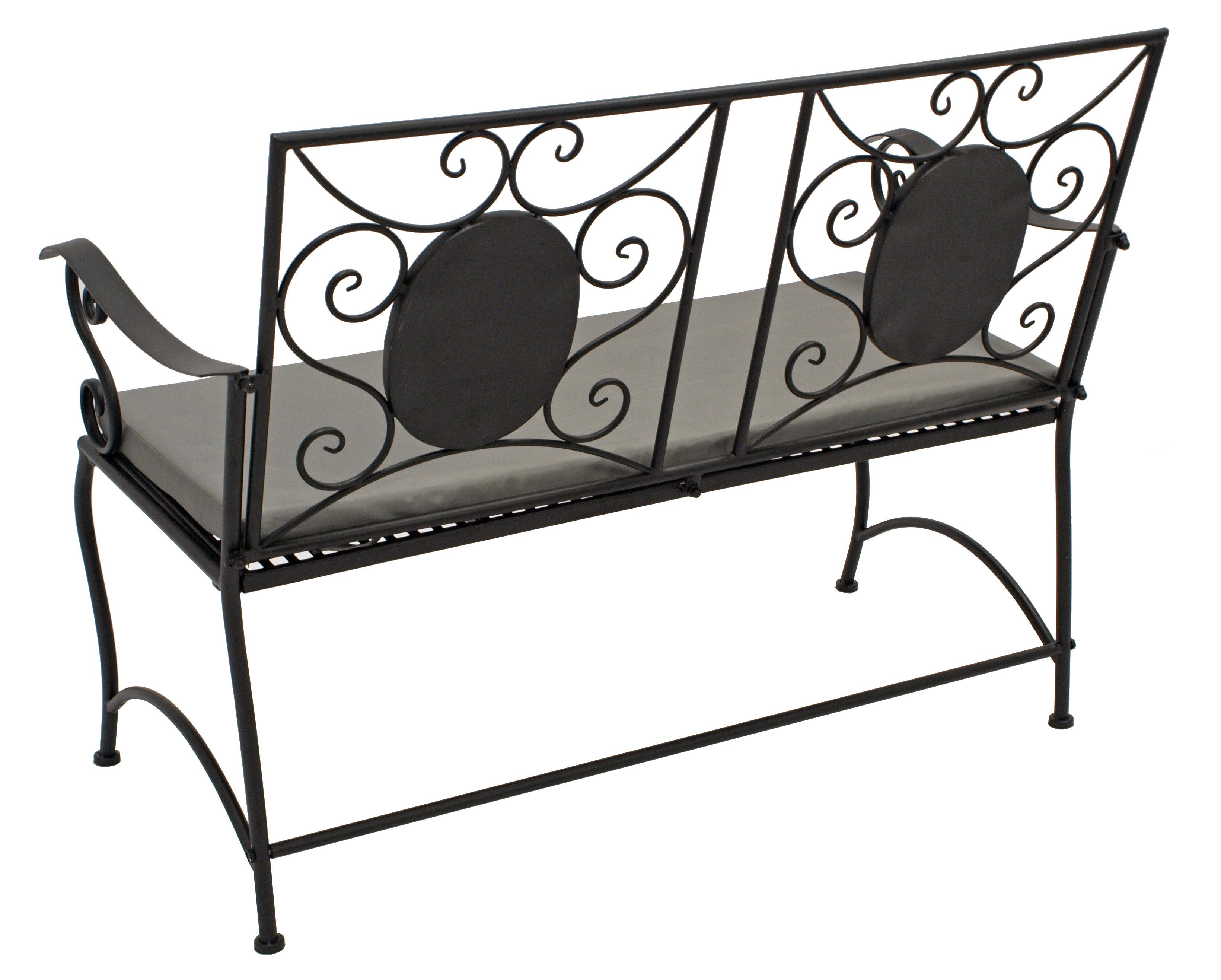 DEGAMO Gartenbank SIENA (1-St), 2-sitzer 116cm, Eisen schwarz, mit Mosaik grau, mit Polster
