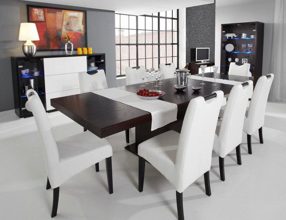 Xlmoebel Essgruppe Esszimmer-Set aus Holz mit modernem Esstisch und eleganten Stühlen, (Essgruppe, 9-tlg., Essgruppe, 8-teilig), Hergestellt in Europa