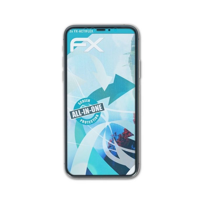 atFoliX Schutzfolie Displayschutzfolie für Apple iPhone XS Casefit (3 Folien) Ultraklar und flexibel