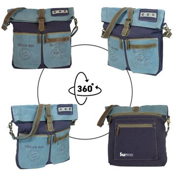 Sunsa Umhängetasche Sunsa Umhängetasche mit Fahrradmotiv. Große Crossbody Bag. Blau, Nachhaltig