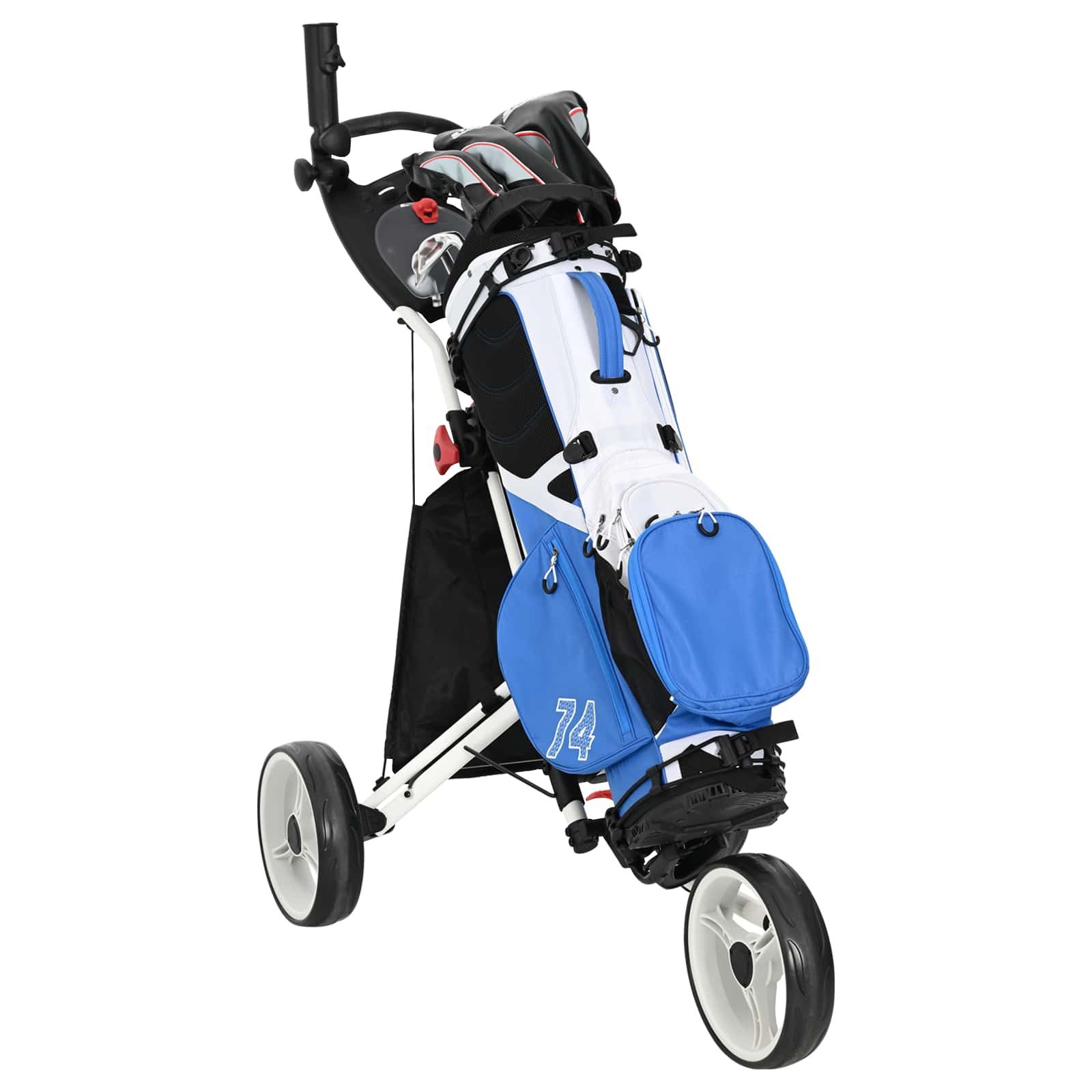 vidaXL Golftrolley Golf-Dolly Schwarz und Weiß Aluminium Klappbar, (1-St)