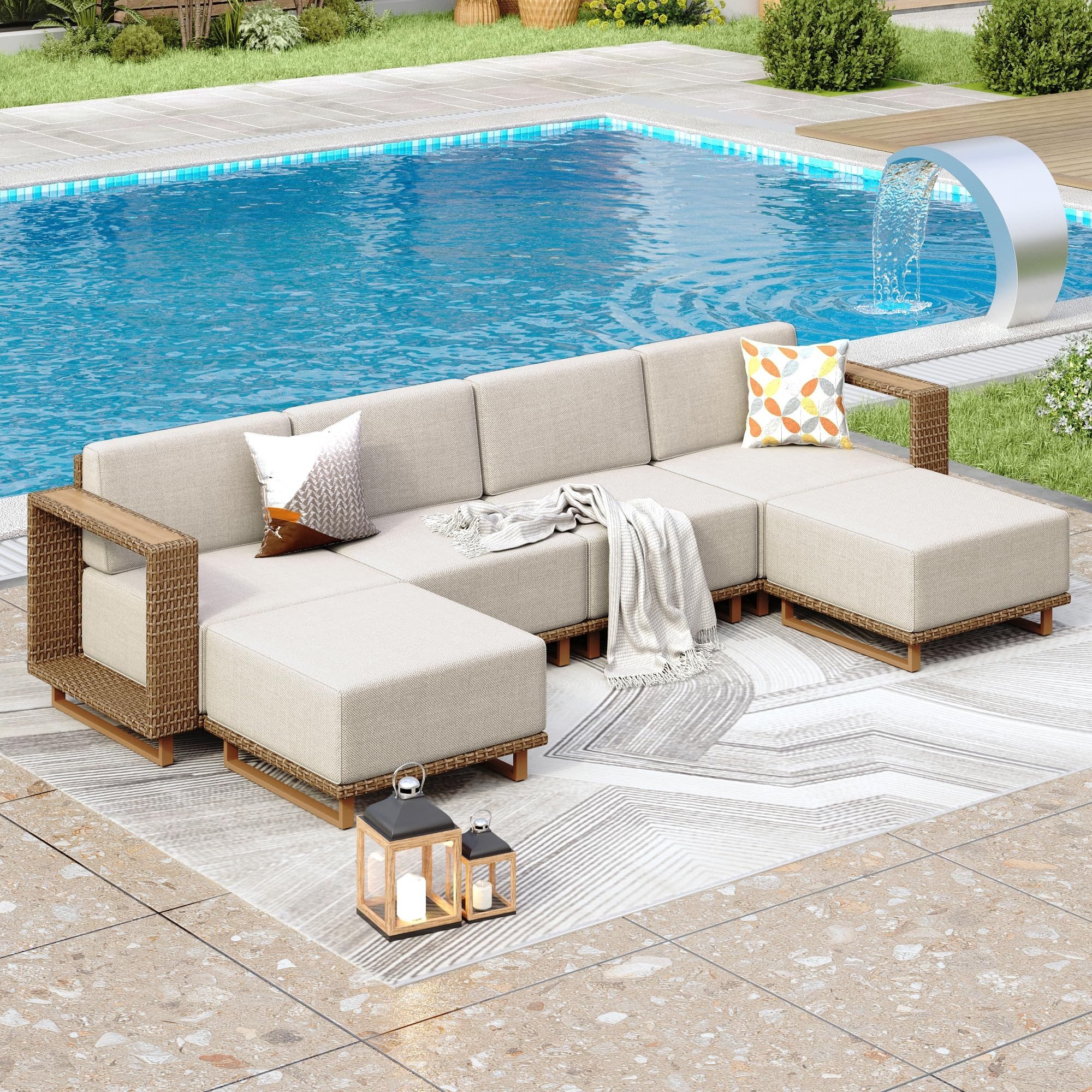 PHI VILLA Gartenlounge-Set, (Rattan Gartenmöbel Set Balkonmöbel, Lounge Möb günstig online kaufen