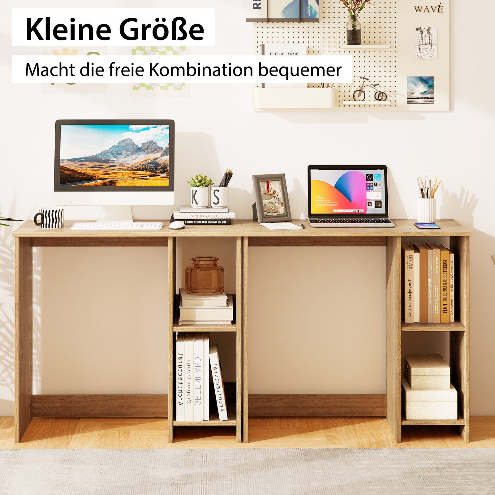 COSTWAY Schreibtisch, mit 2 Fächern, für günstig online kaufen