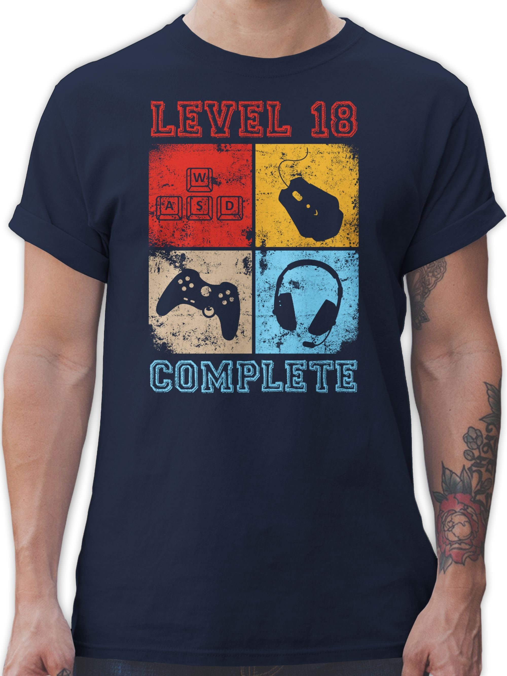 Complete Completed T-Shirt Blau Geburtstag Level Shirtracer 02 18. 18 Navy