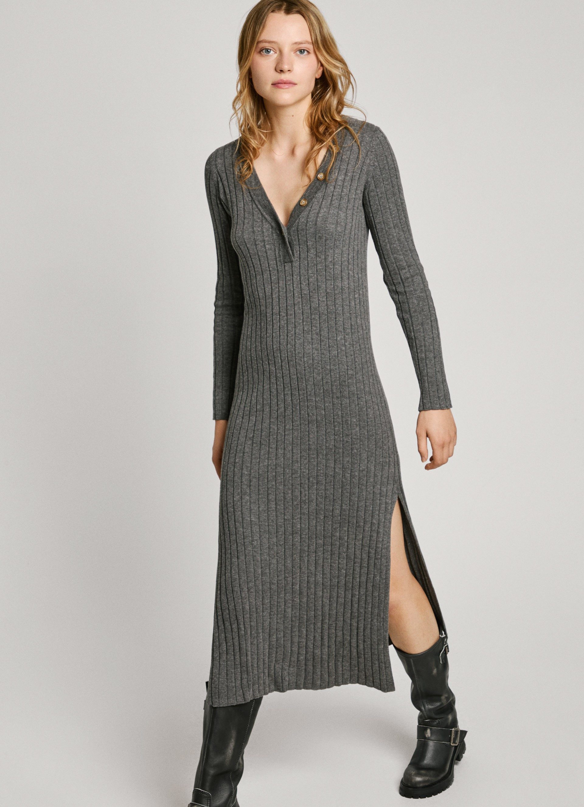 Pepe Jeans Strickkleid IZABEL DRESS mit dekorativer Knopfleiste – Bild 3 von 5