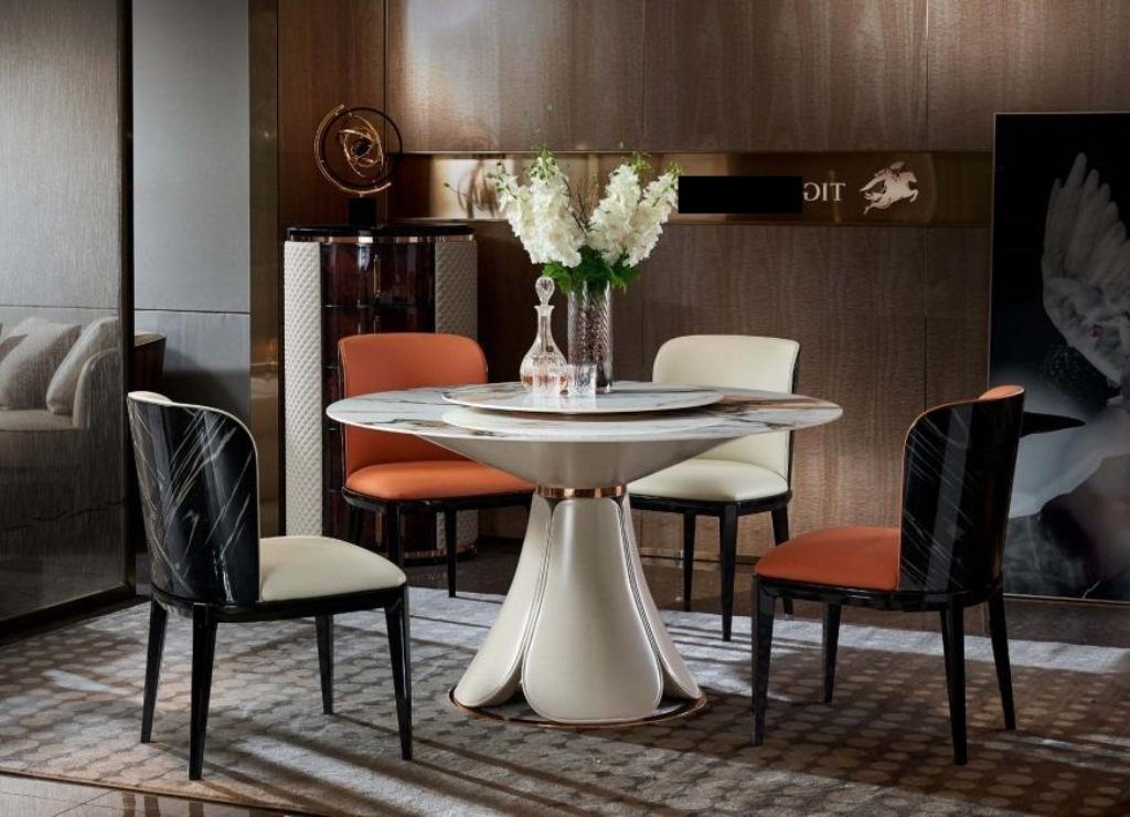 JVmoebel Stuhl, Stuhl Set Kreative Luxus 4x Neu Design Esszimmer Leder Stühle Milch
