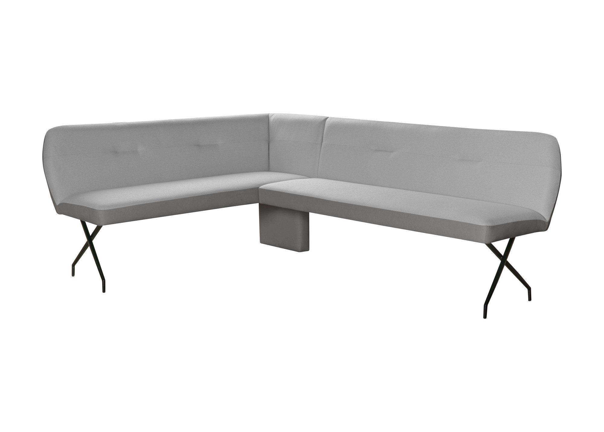 Home affaire Eckbank Bruna Esszimmerbank, Bank, Küchenbank, Polsterbank, Mattschwarzes Metallgestell, 2-Stoff-Design, Wellenfederung im Sitz