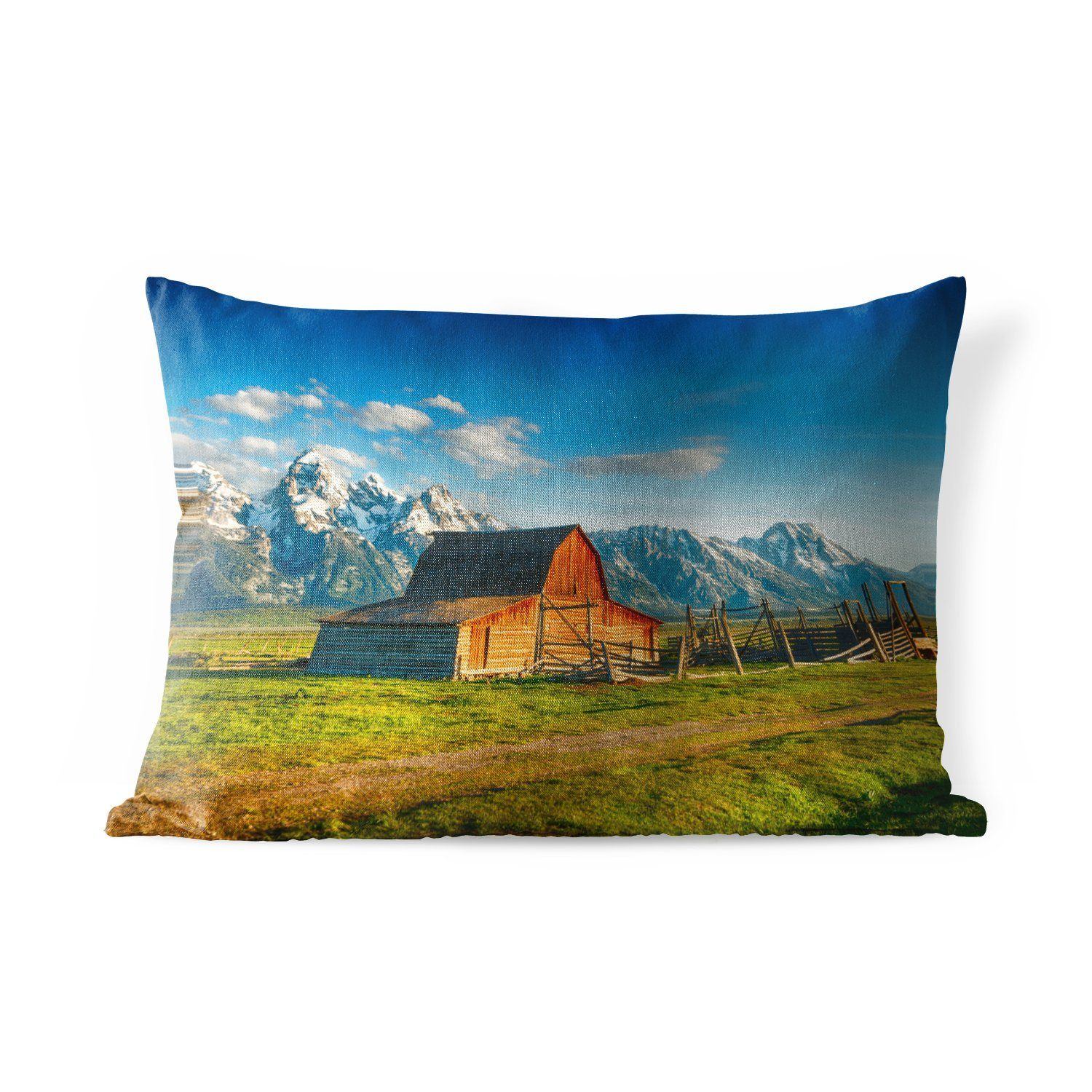 MuchoWow Dekokissen Hütte in Wyoming, Outdoor-Dekorationskissen, Polyester, Dekokissenbezug, Kissenhülle | Dekokissen