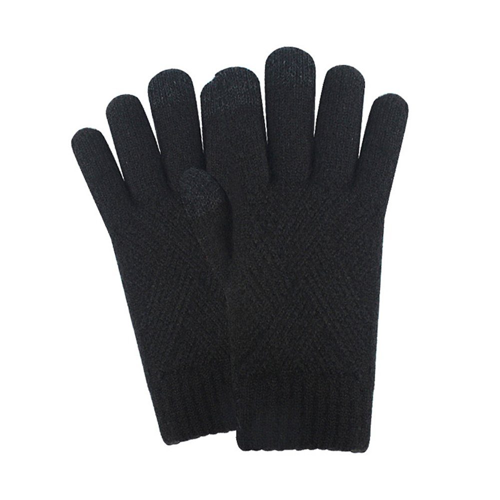 ManKle Strickhandschuhe Winter Touchscreen Handschuhe Fingerhandschuhe für Frauen und Männer Schwarz