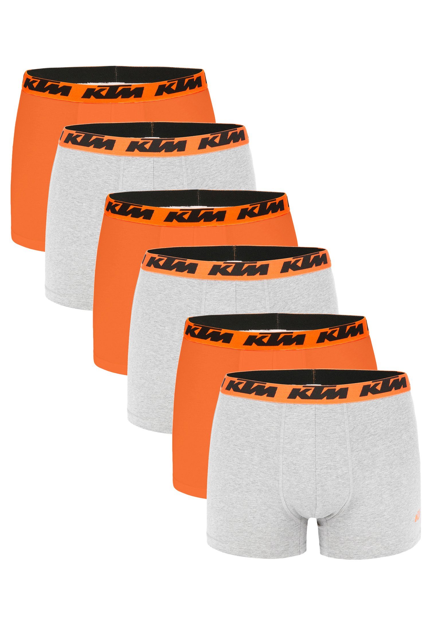 KTM Boxershorts Pack X2 Boxer Man Cotton 6P (Set, 6-St., 6er-Pack) Light Grey / Orange2