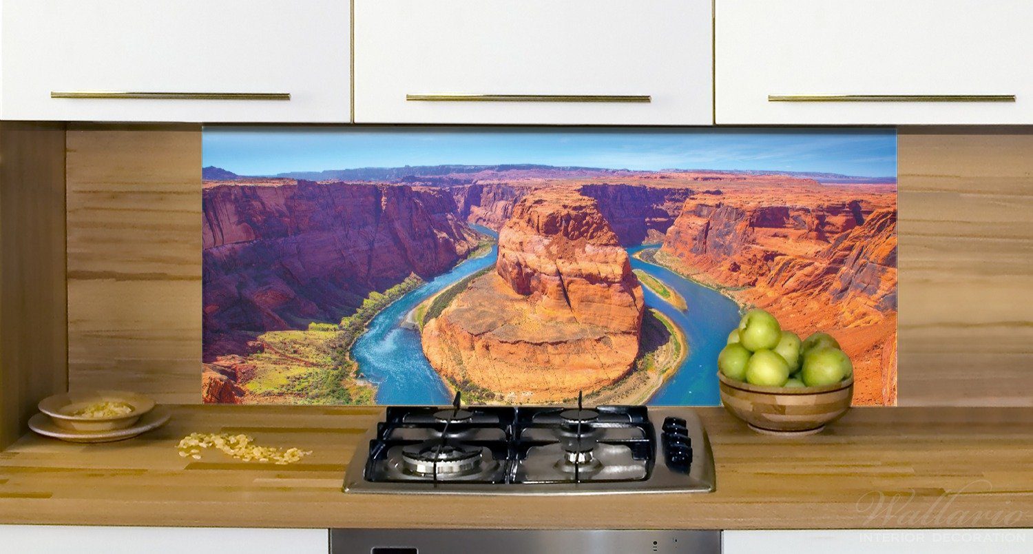 Küchenrückwand Mäander Wallario Colorado Hufeisenförmiger River, des (1-tlg)