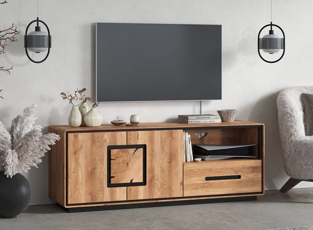 Main Möbel TV-Board TV Element Lowboard 1 Schubkasten 145x54cm Wildeiche Zarah