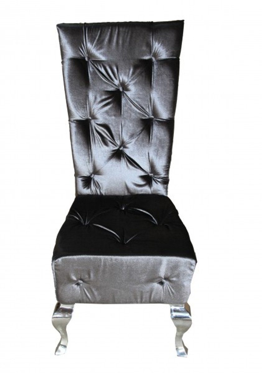 Casa Padrino Esszimmerstuhl Barock Esszimmer Stuhl Luxus Stuhl / Hochlehnstuhl Silber Designer Hochlehner - - - Grau Qualität
