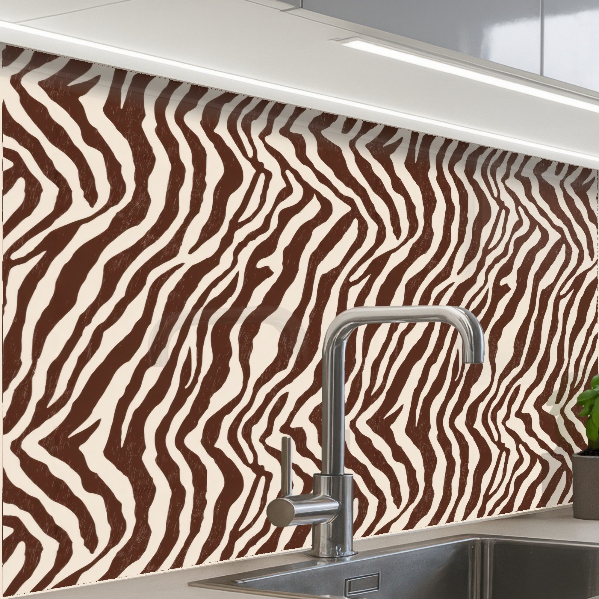 KitchenYeah Küchenrückwand Muster selbstklebend (keine Folie) Zebra - Muster - Schwarz - Weiß, (1-tlg), Spritzschutz, Küche, Rückwand, Küchenwand, Küchenfront, 30x20 cm