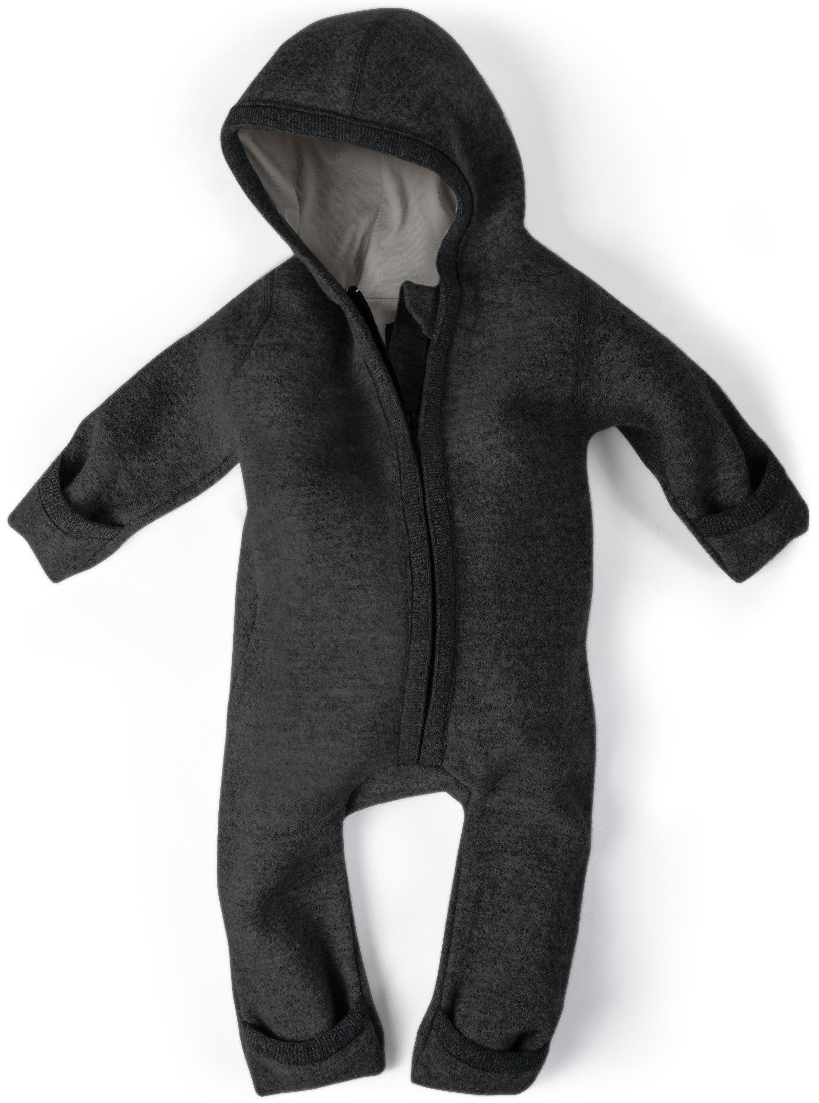 Ehrenkind Overall Walkoverall Baby aus Merino Schurwolle mit Reißverschluss (Anthrazit, Gr. 50-56) Wollwalk Overall Baby 50/56