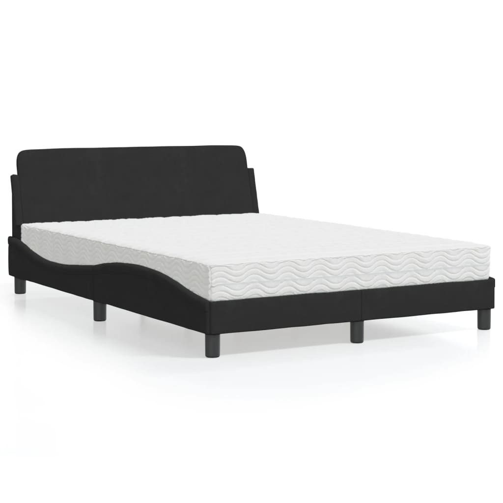 vidaXL Bett mit Matratze Schwarz 120x200 cm Samt Modell 12009062 günstig online kaufen