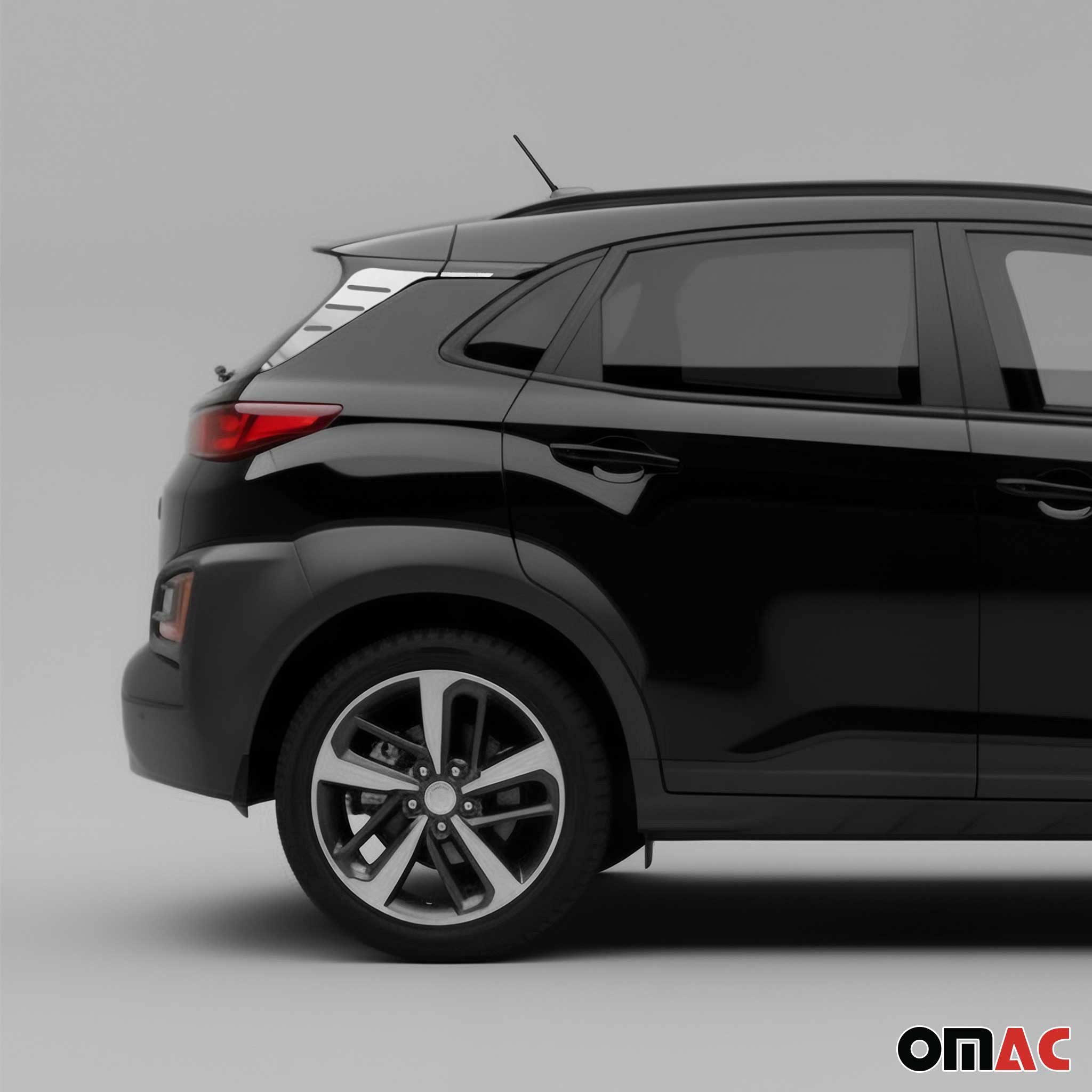 OMAC Zierleisten-Aufkleber Spoiler Kofferraum Leiste für Hyundai Kona 2017-2020 Edelstahl Silber, (4tlg), Langlebig,Einfache Reinigung,Einfache Installation,Rostbeständig