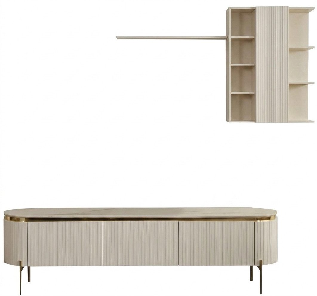 JVmoebel Wohnzimmer-Set Wohnzimmer Set Besteht aus TV Lowboard+Wandschrank Sofort, (2-St., 1x TV Lowboard + 1x Wandschrank mit Regal), Made in Europa