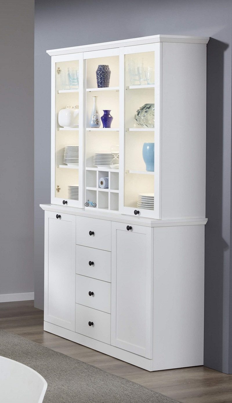 trendteam Vitrine Buffetschrank Anrichte Baxter, weiß, Landhausstil, ohne Beleuchtung