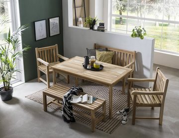 GMD Living Gartenlounge-Set JAMBI, (Garten-Sitzgruppe, 5-tlg., betsehend aus 2 Armlehnstühle, 2 Bänke & Tisch), In- und Outdoor geeignet