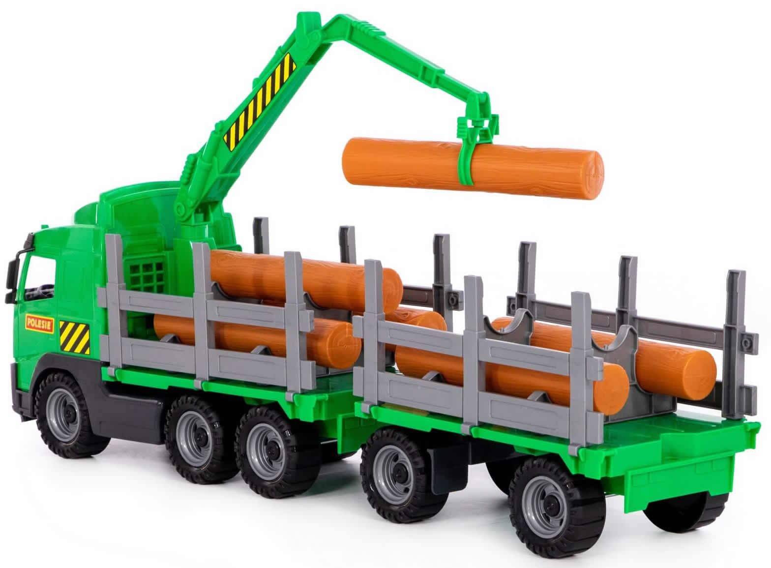 WADER QUALITY TOYS Spielzeug-LKW Lastwagen Holztransporter mit Anhänger