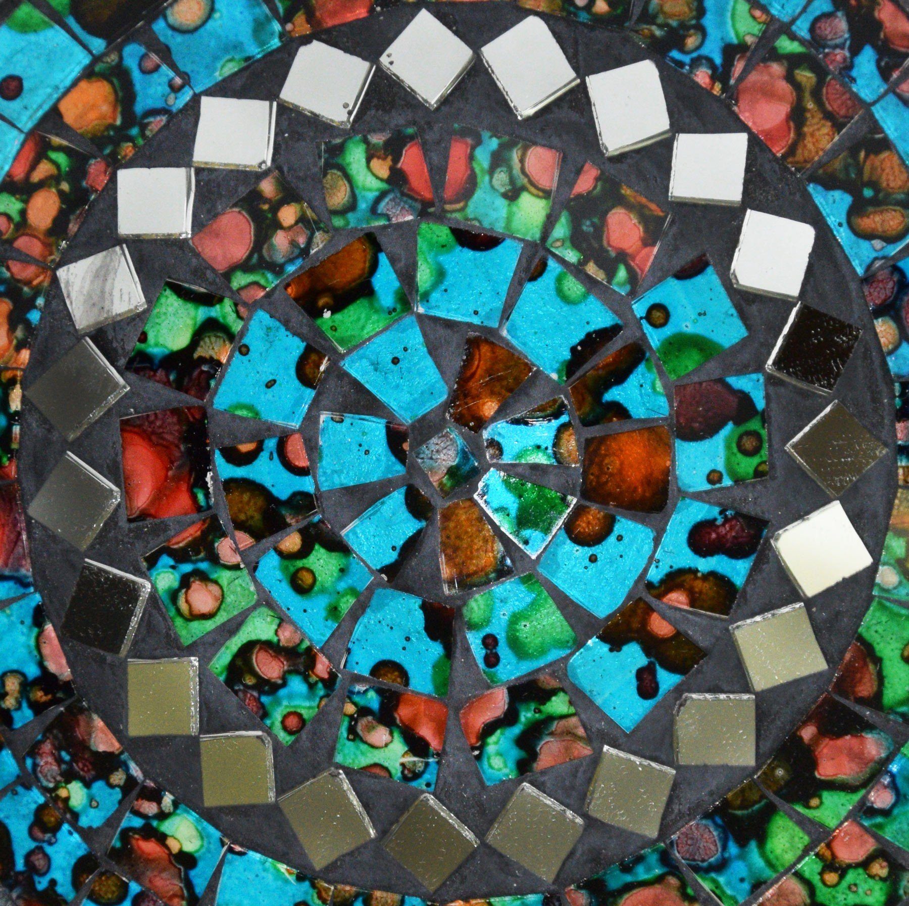 SIMANDRA Mosaik Dekoschale 14 Blau Schale Spiegel ca. cm (1 Stück) rund mit ø