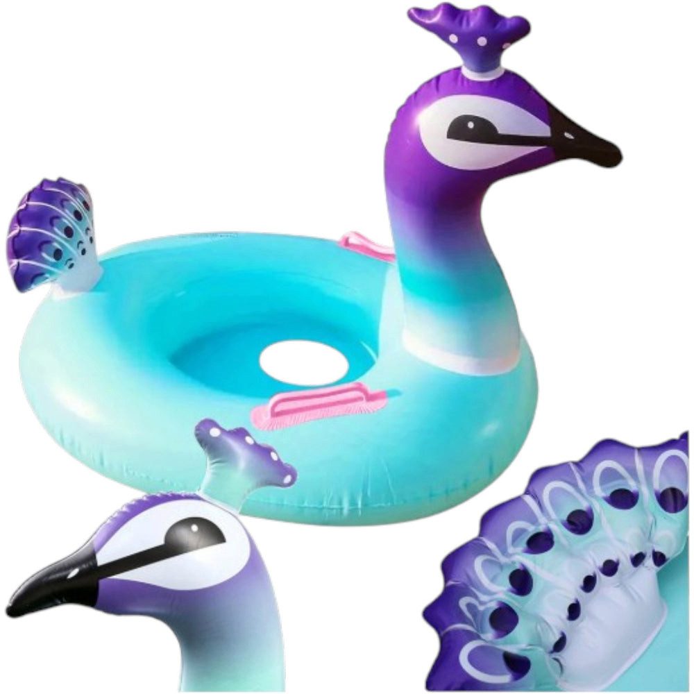 Da Meso Schwimmring Aufblasbarer Pfau Schwimmring für Kinder 60 cm Babyschwimmring mit Ha