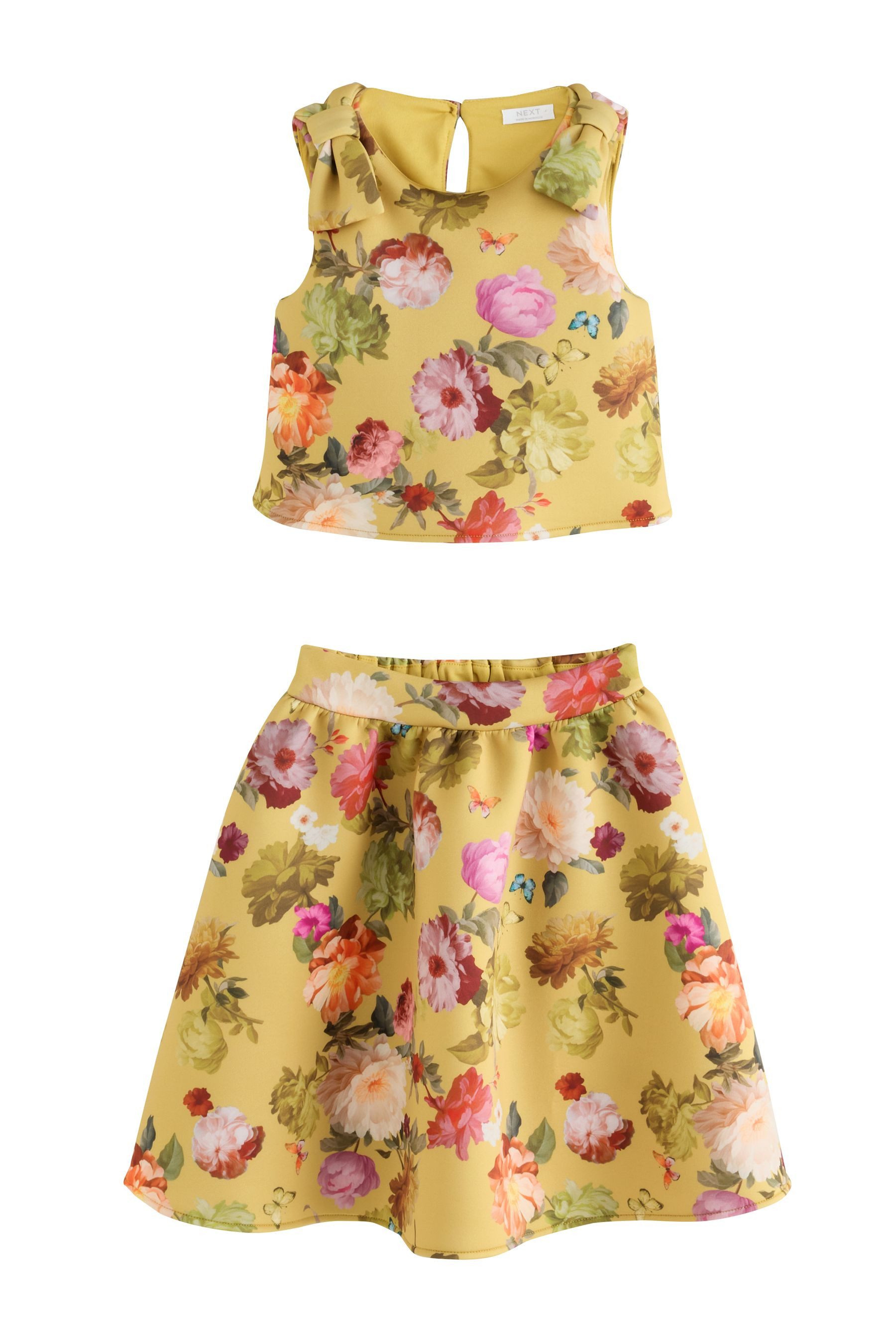 Next Top & Rock Geblümte Scuba-Bluse und Rock im Set (2-tlg)