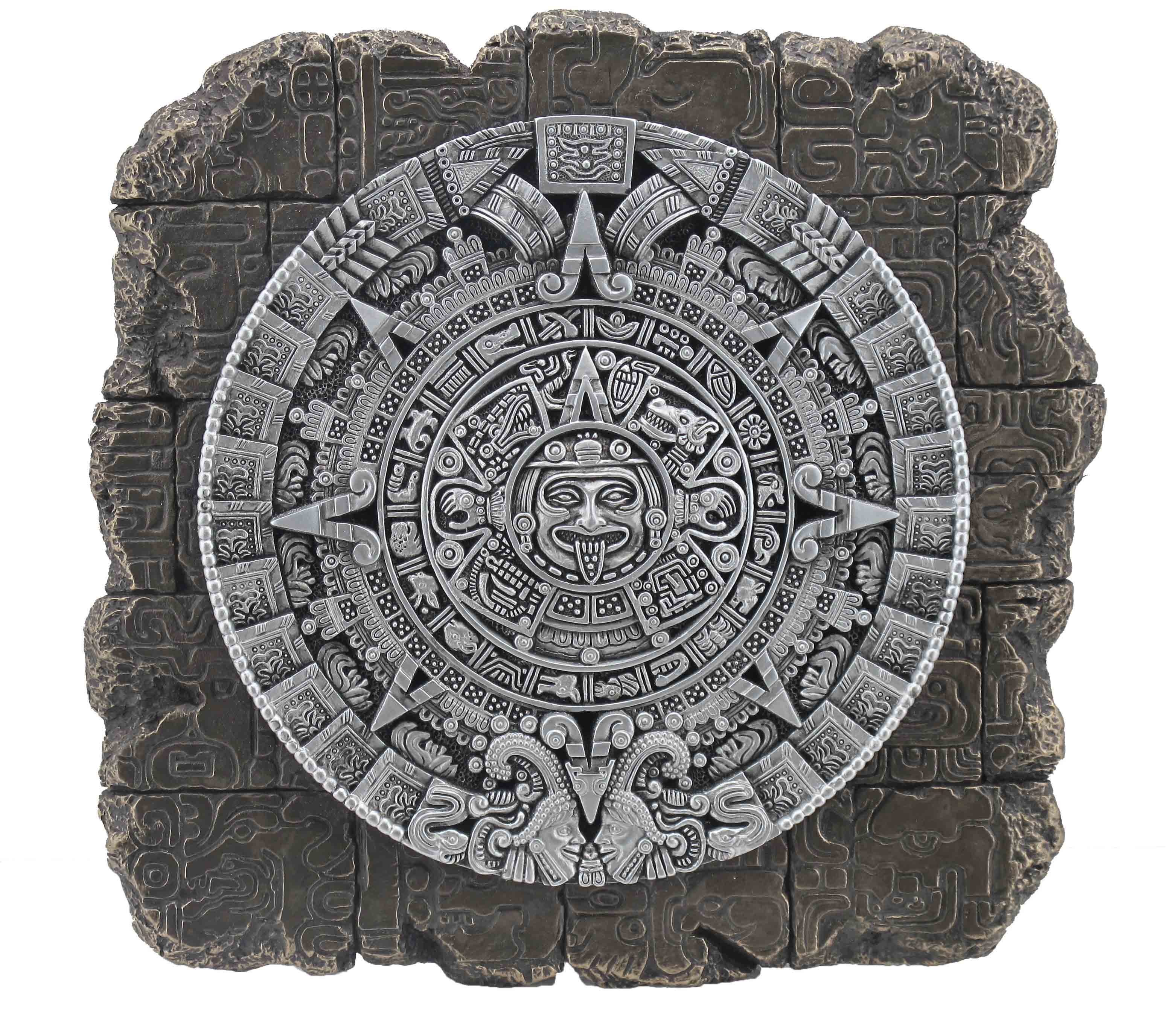 - direct von Hand ca. 23x22x4cm Vogler Veronese, Aztekenkalender Wandrelief LxBxH Wanddekoobjekt bronziert by bronziert, Gmbh