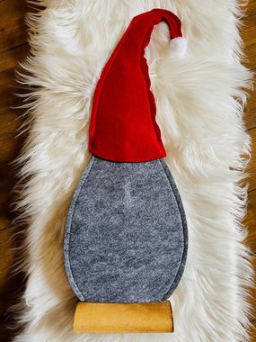Dekoleidenschaft Weihnachtsfigur Wichtel aus Filz in rot / grau mit Herz Weihnachdeko Weihnachtswichtel (1 St)
