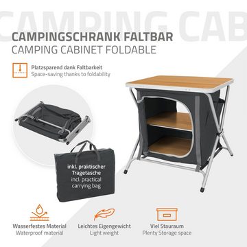 ECD Germany Campingschrank Küchenbox Outdoorschrank Stoff Faltschrank faltbar Holzoptik-Schwarz 60x64x45cm Aluminiumgestell tragbar