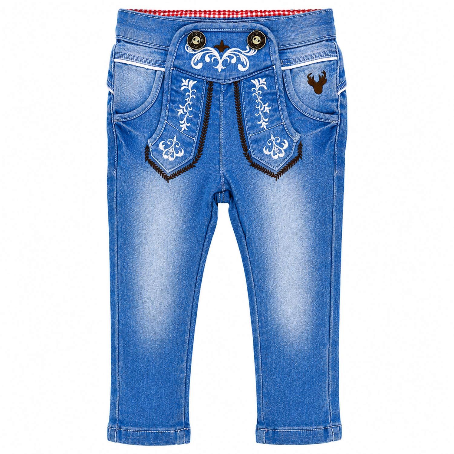 Trachtenlederhose BONDI Lange Baby Jungen Jeans 'Lausbub' 91642, Bl