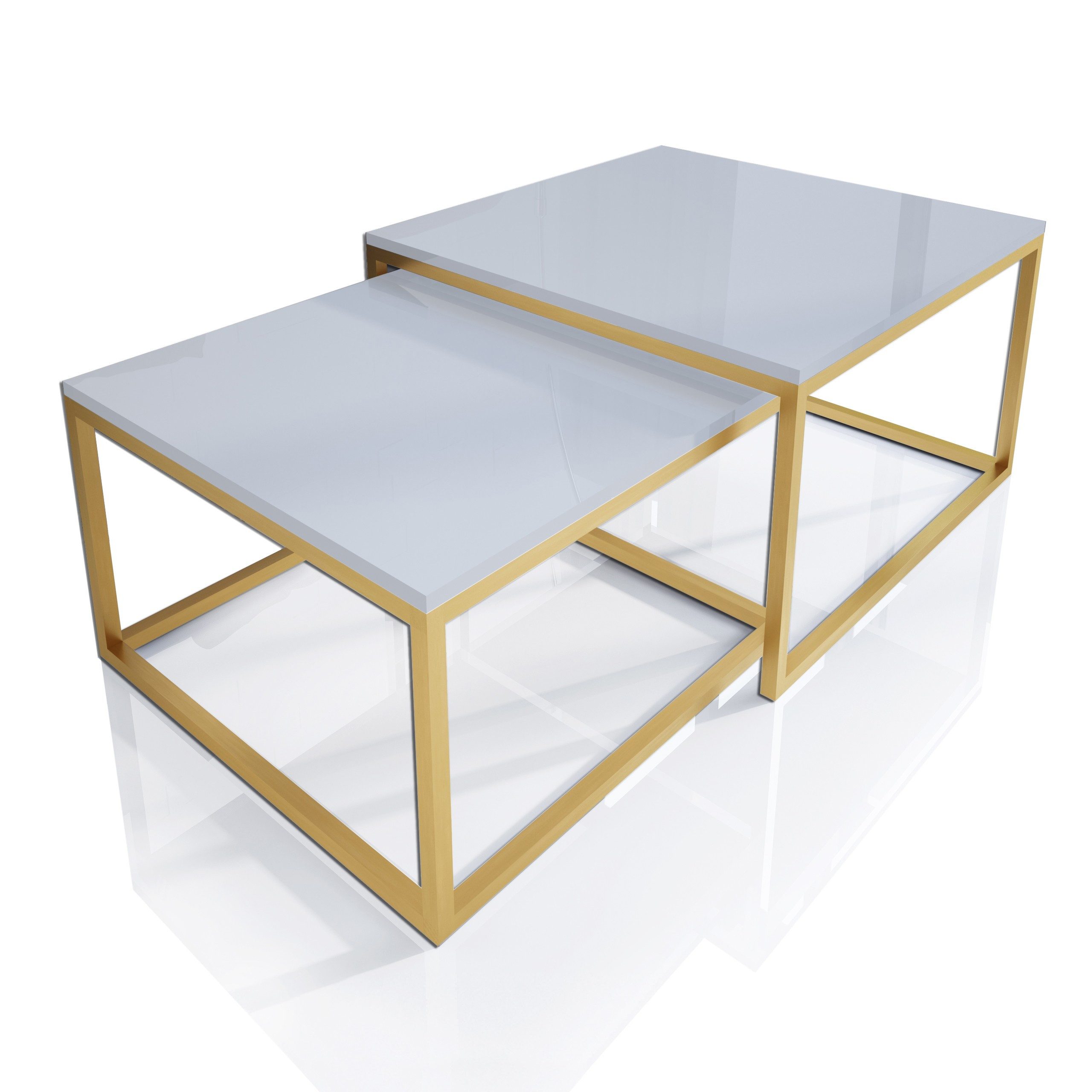 Lookway Couchtisch YOSHI 2in1 auf goldenem Gestell matt (2er-Set), Breite: günstig online kaufen