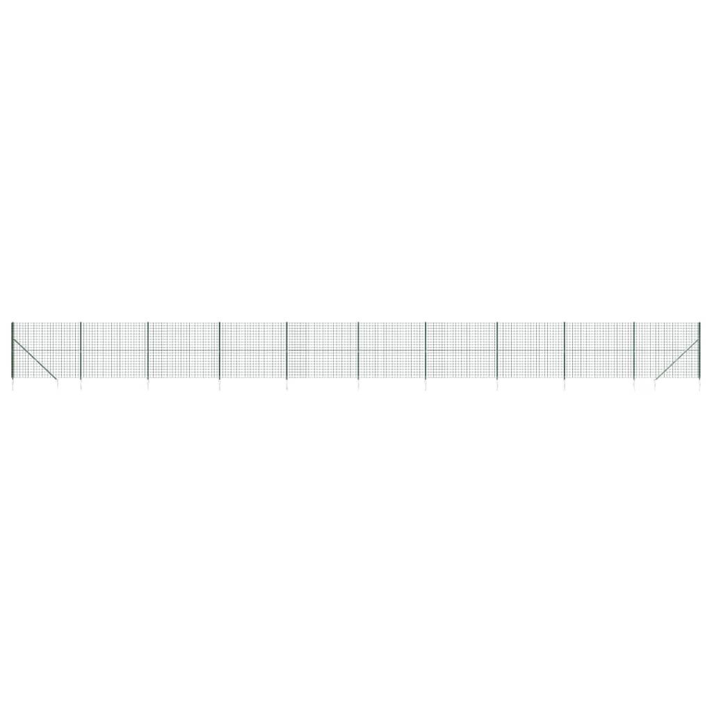 vidaXL Maschendrahtzaun, Maschendraht mit Bodenhülsen Grün 1,8x25 m