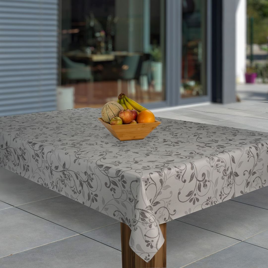 laro Tischdecke Wachstuch-Tischdecken Ranken Grau Schwarz rechteckig günstig online kaufen