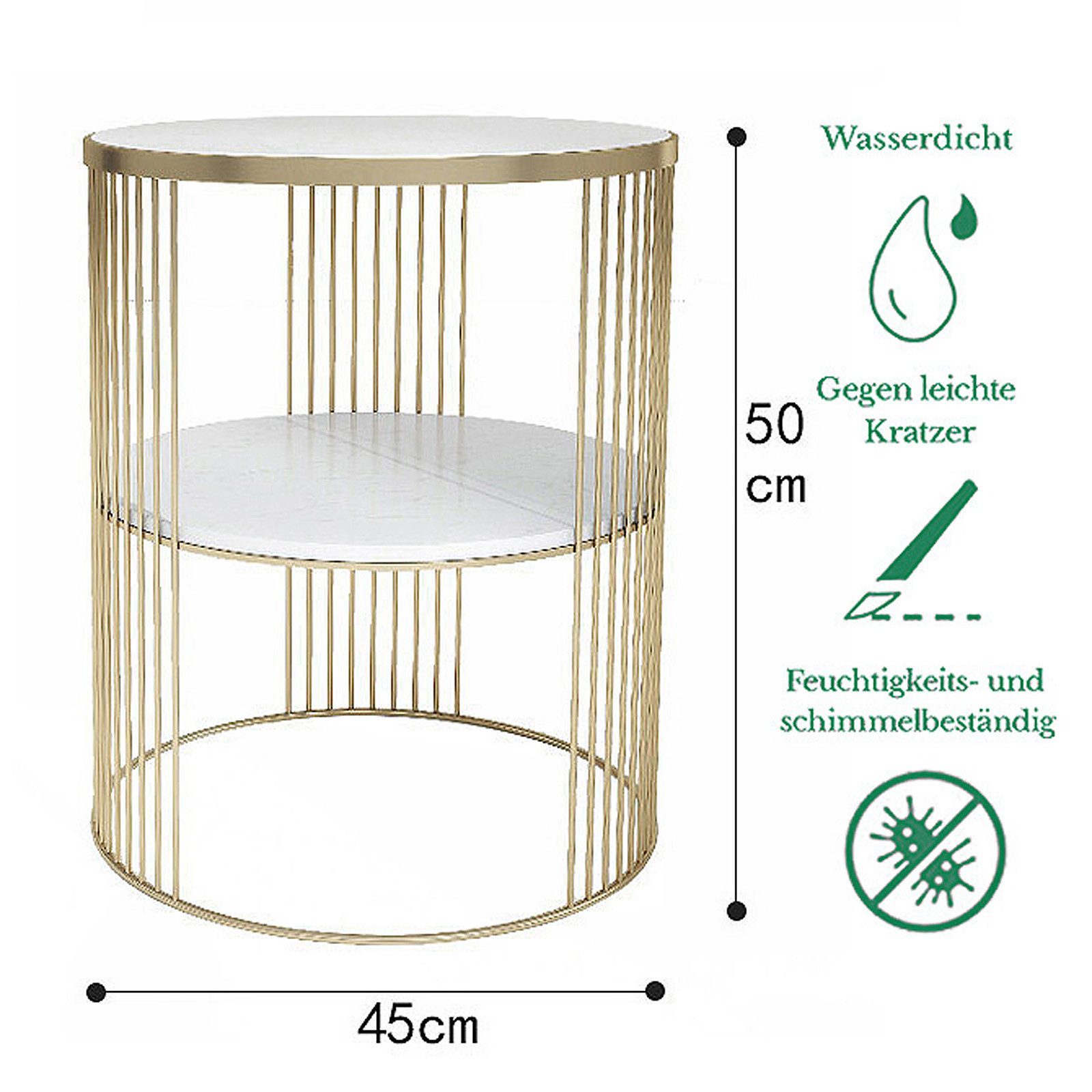 Art Leon Couchtisch GR-YQ-0315-0316 (Couchtisch Gold Beistelltisch Rund 45x günstig online kaufen