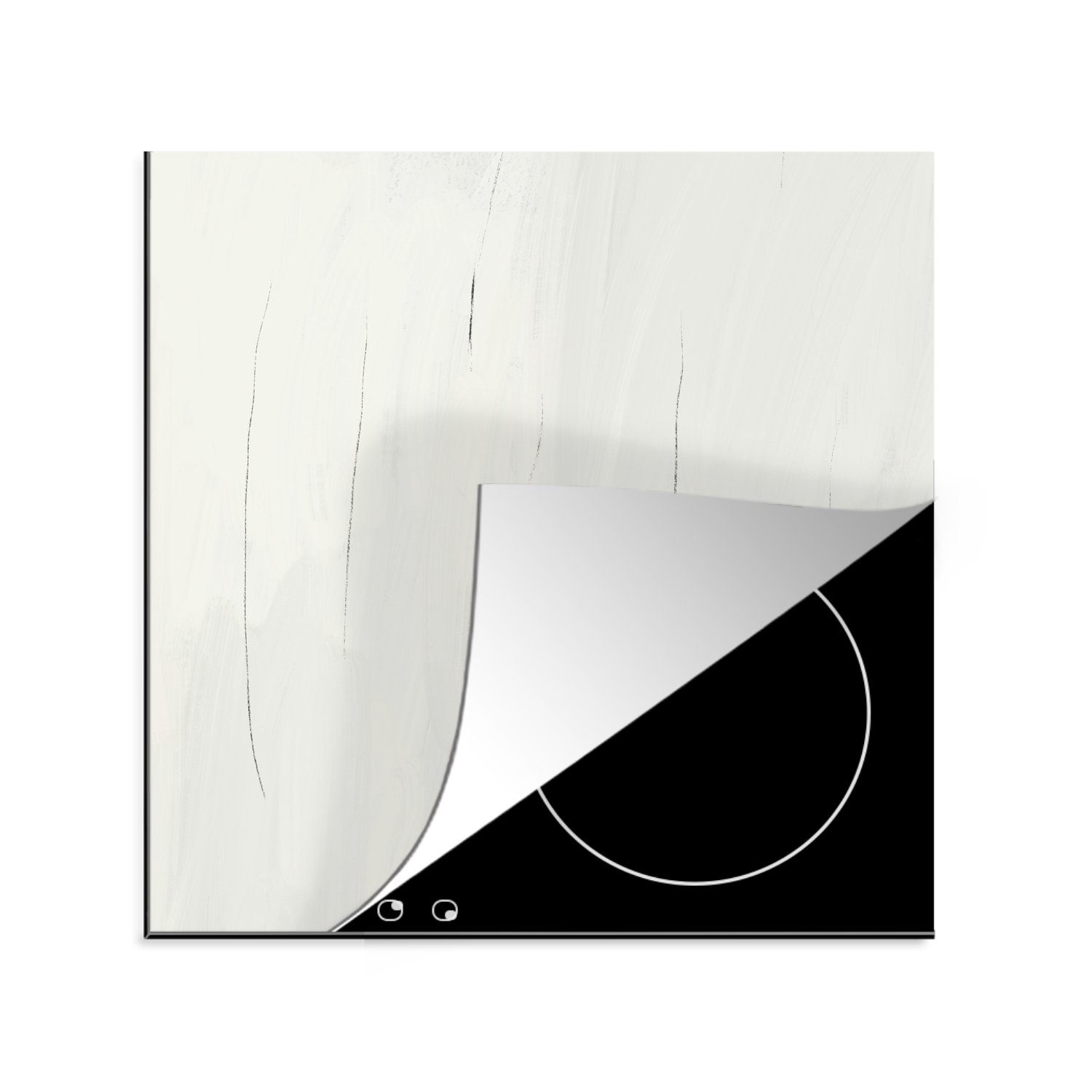 Streifen tlg), - Taupe - Vinyl, 78x78 Schwarz küche Herdblende-/Abdeckplatte (1 cm, MuchoWow - Ceranfeldabdeckung, Abstrakt, Arbeitsplatte für