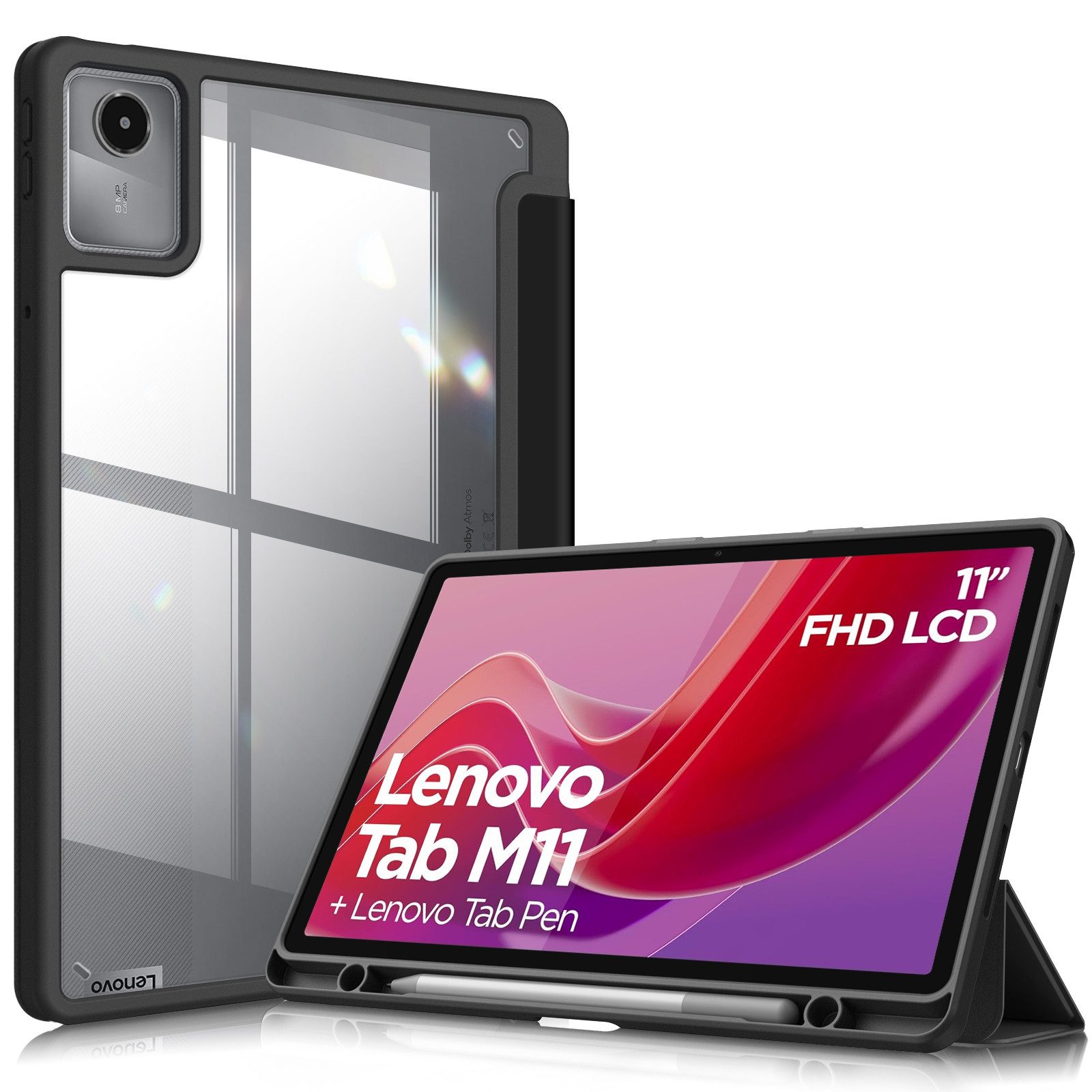 Fintie Tablet-Hülle mit Stifthalter für Lenovo Tab M11(TB330) 11 Zoll 2024, Stoßfest Hülle, mit transparenter Hartschale, Nicht für Lenovo Tab P11 11 Zoll