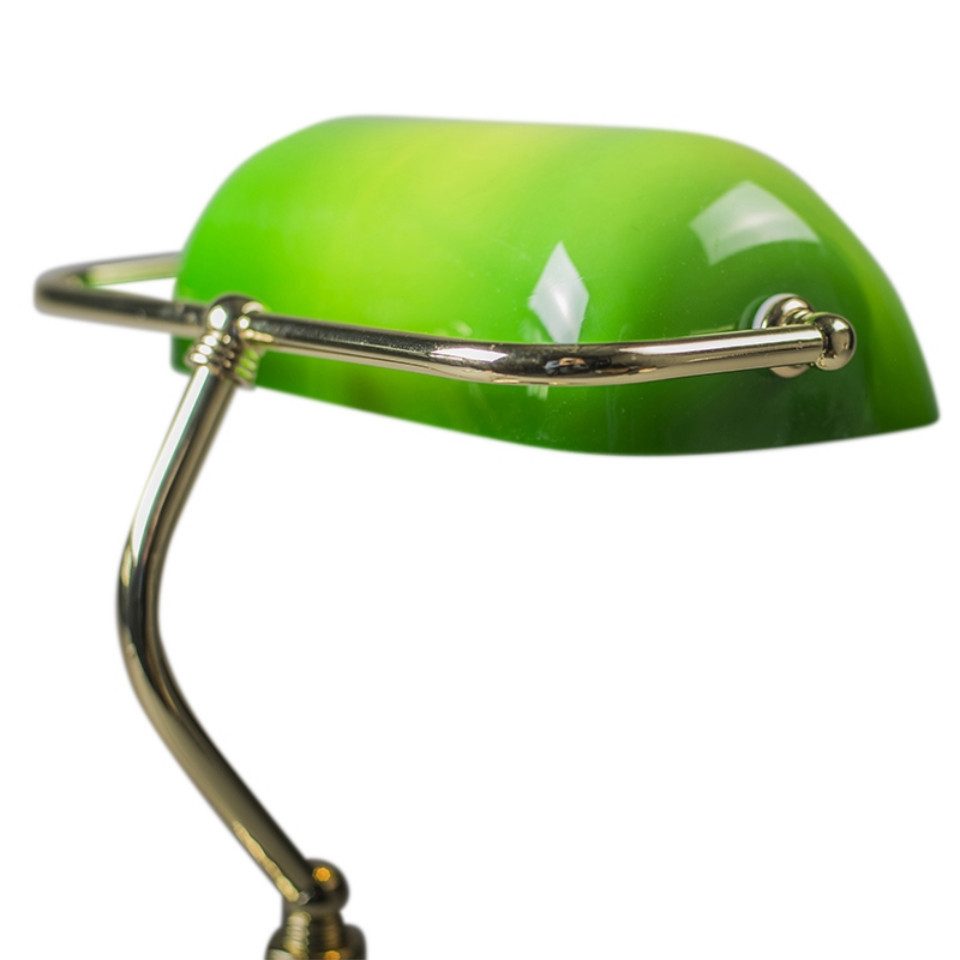 Qazqa LED Schreibtischlampe Banker, ohne Leuchtmittel, Warmweiß, QAZQA Büro lampe, e27, Grün, Stahl, Retro – Bild 4 von 5